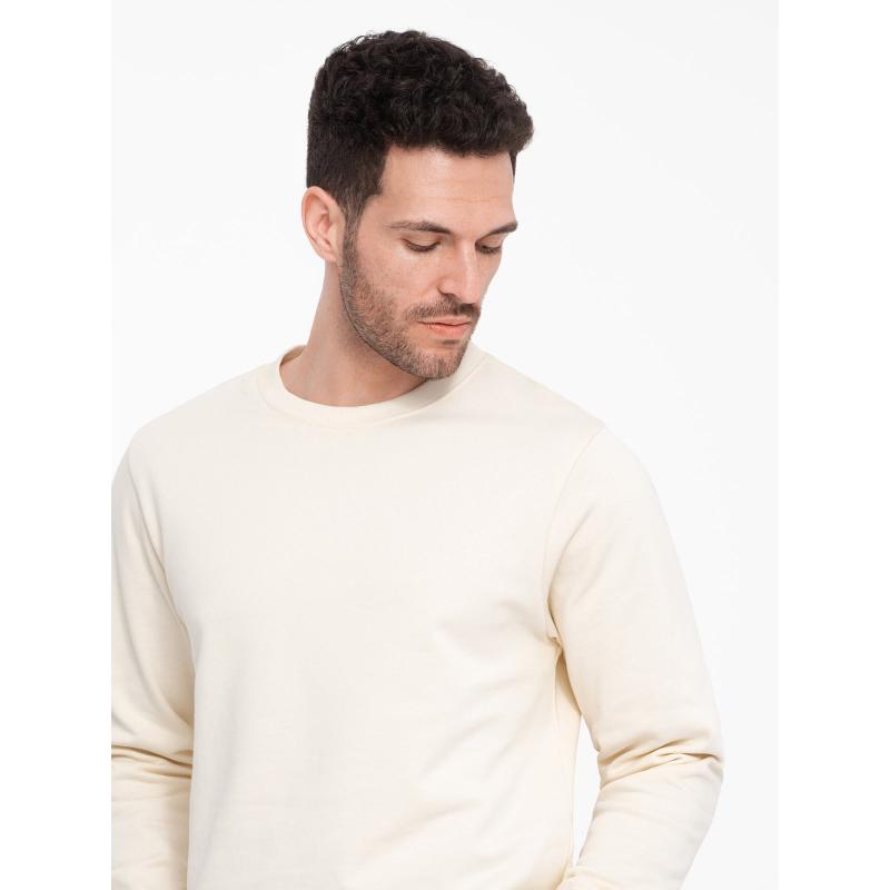 Férfi kerek nyakú pulóver BASIC krém színű