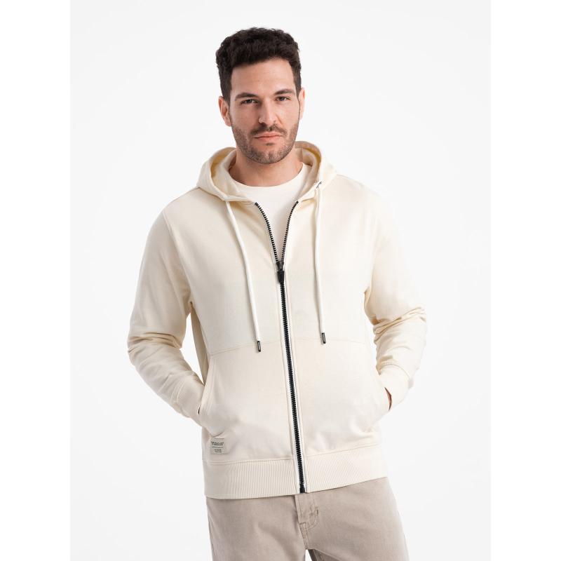 Pánská rozepínací mikina BASIC s kapucí krémová