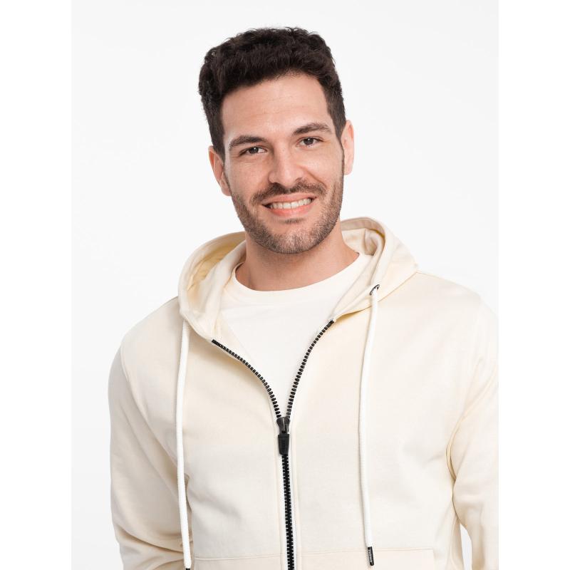 Pánská rozepínací mikina BASIC s kapucí krémová
