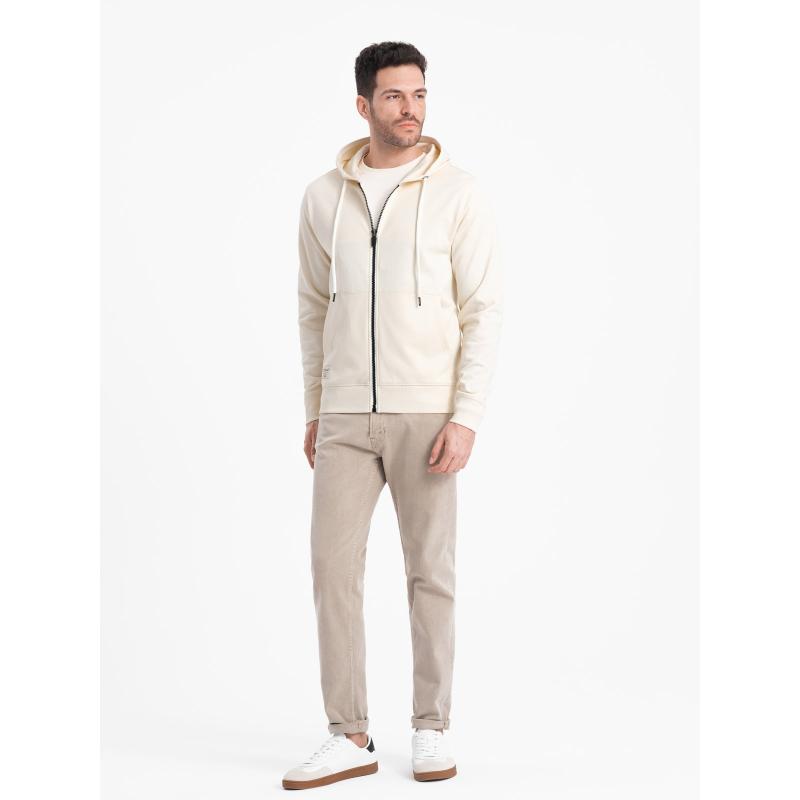 Pánská rozepínací mikina BASIC s kapucí krémová