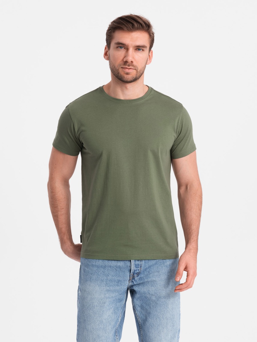 Férfi klasszikus pamut póló BASIC khaki színben