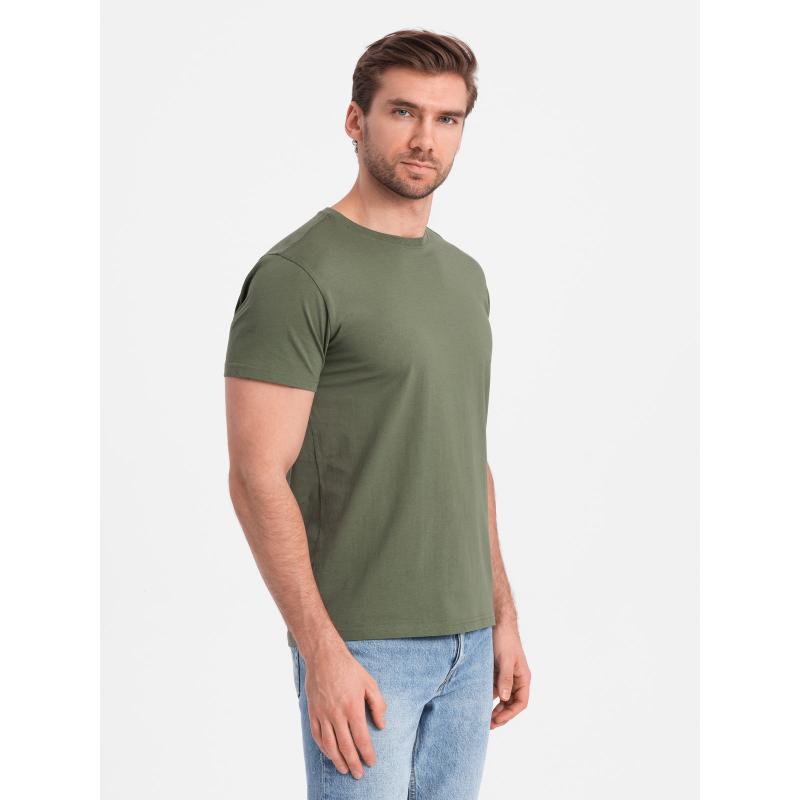 Pánské klasické bavlněné tričko BASIC khaki 