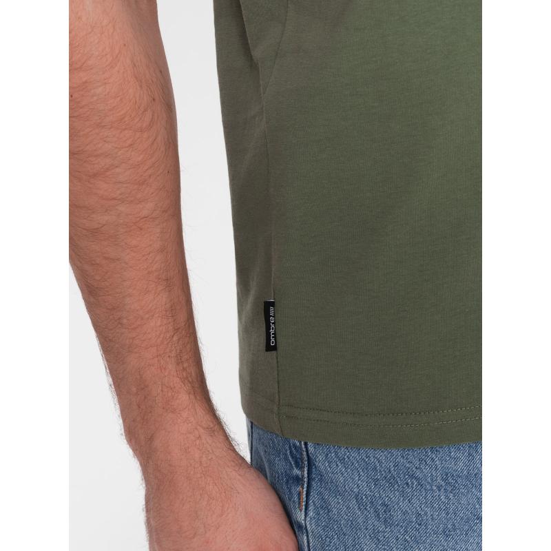 Pánské klasické bavlněné tričko BASIC khaki 