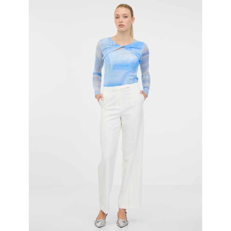 Kék női mintás hosszú ujjú póló