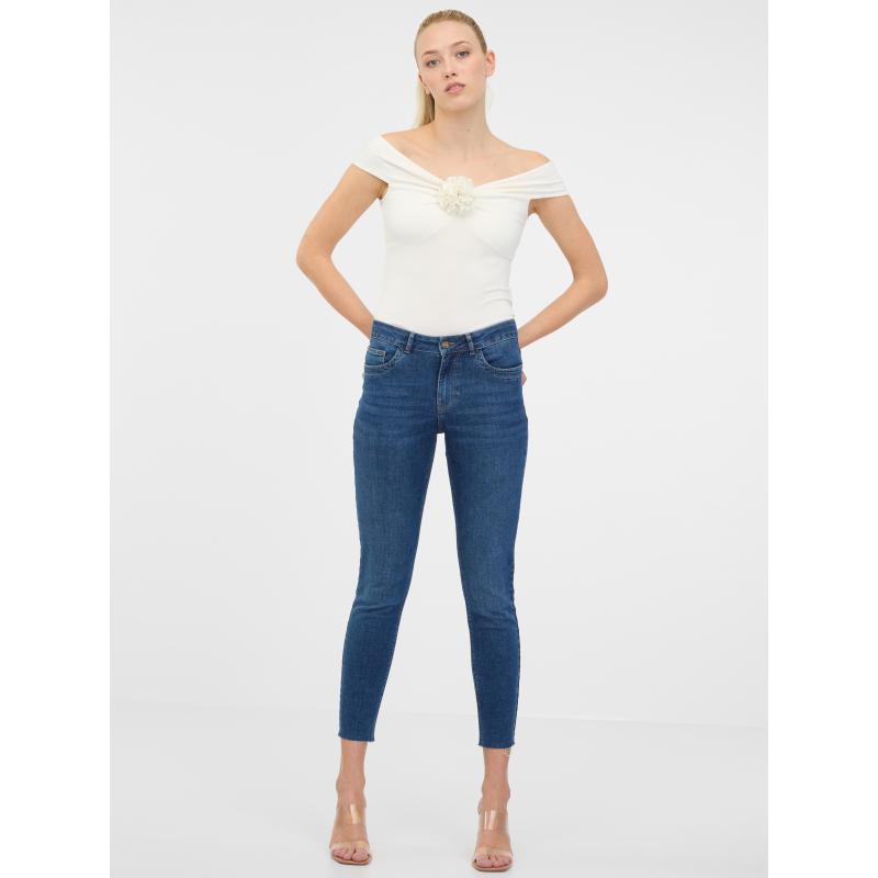 Krémové dámské tričko s krátkým rukávem s aplikací