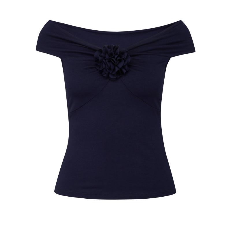 Černé dámské tričko s krátkým rukávem s aplikací