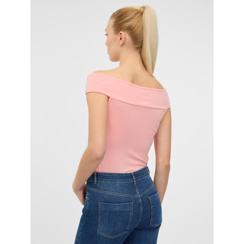 Světle růžové dámské tričko s krátkým rukávem s aplikací