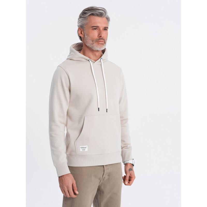 Pánská klokaní mikina s kapucí světle béžová