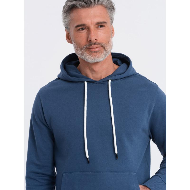 Férfi kenguru kapucnis pulóver sötétkék