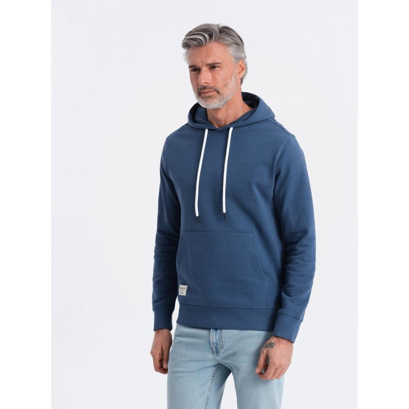 Férfi kenguru kapucnis pulóver sötétkék
