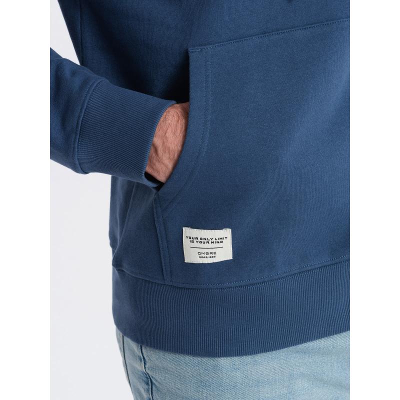 Férfi kenguru kapucnis pulóver sötétkék