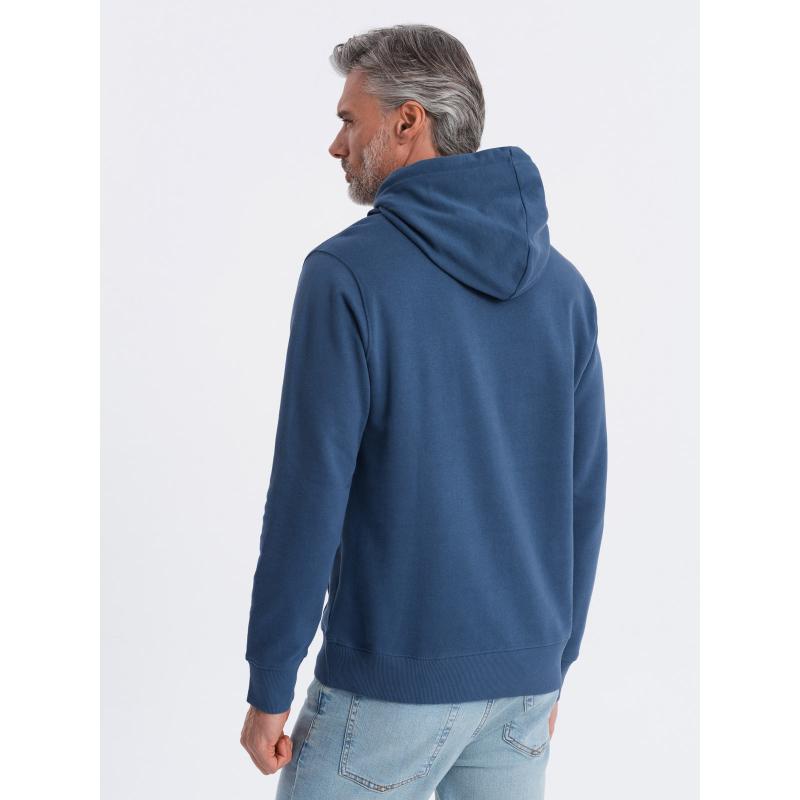Férfi kenguru kapucnis pulóver sötétkék