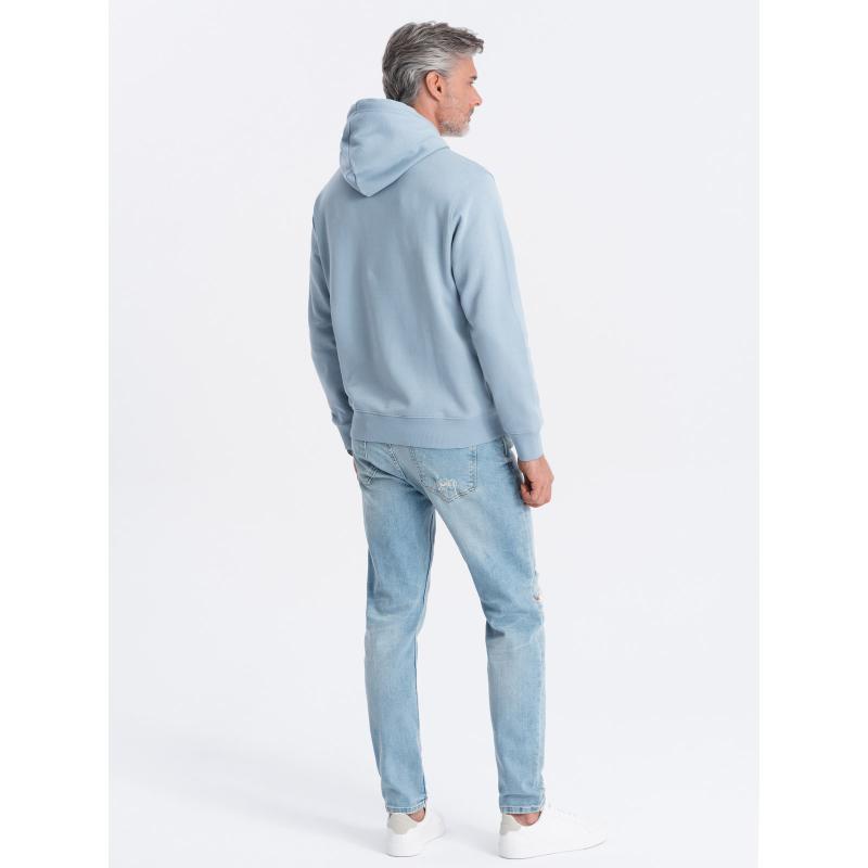 Férfi kenguru kapucnis pulóver kék