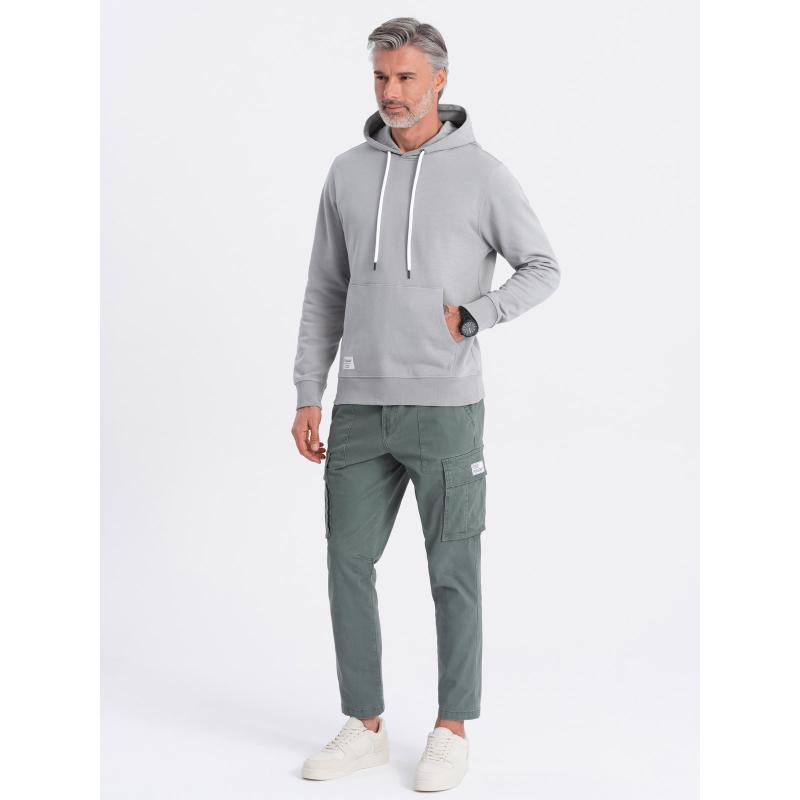 Férfi kenguru kapucnis pulóver szürke