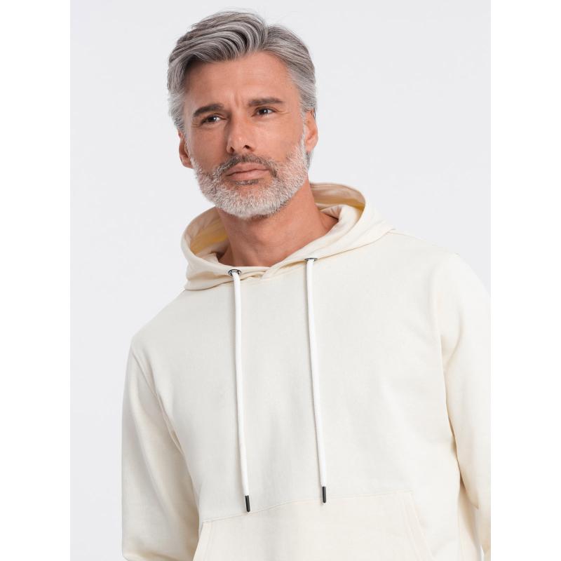 Pánská mikina klokanka s kapucí krémová 
