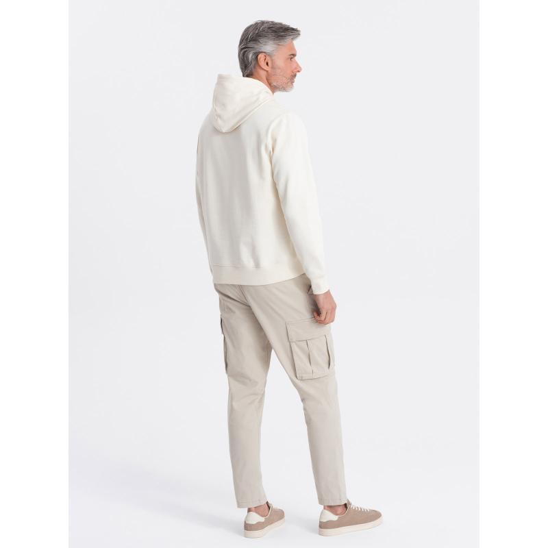 Pánská mikina klokanka s kapucí krémová 