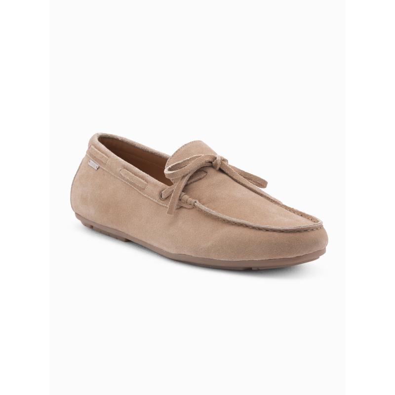 Pánské kožené mokasíny s řemínky béžové 