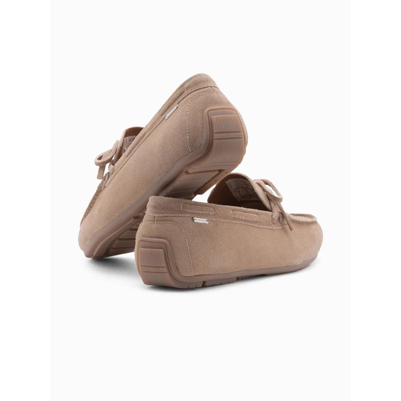 Pánské kožené mokasíny s řemínky béžové 