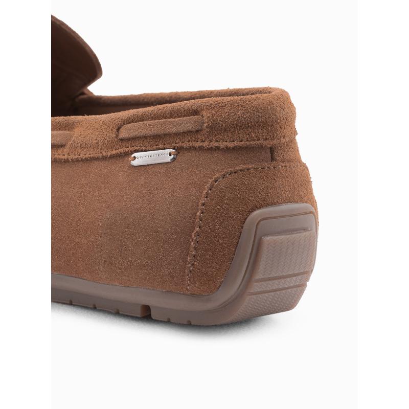 Pánské kožené mokasíny s řemínkem hnědé 