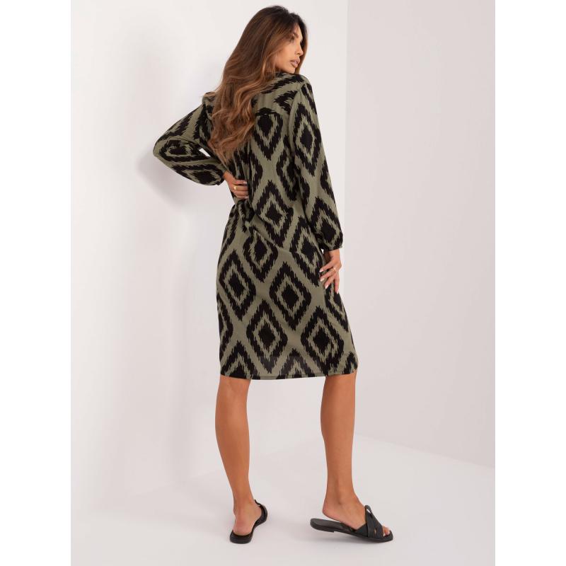 Női mintás viszkóz ruha SUBLEVEL khaki színben
