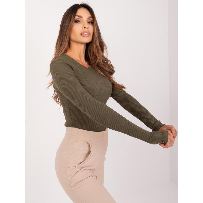 Dámská halenka s dlouhým rukávem khaki 