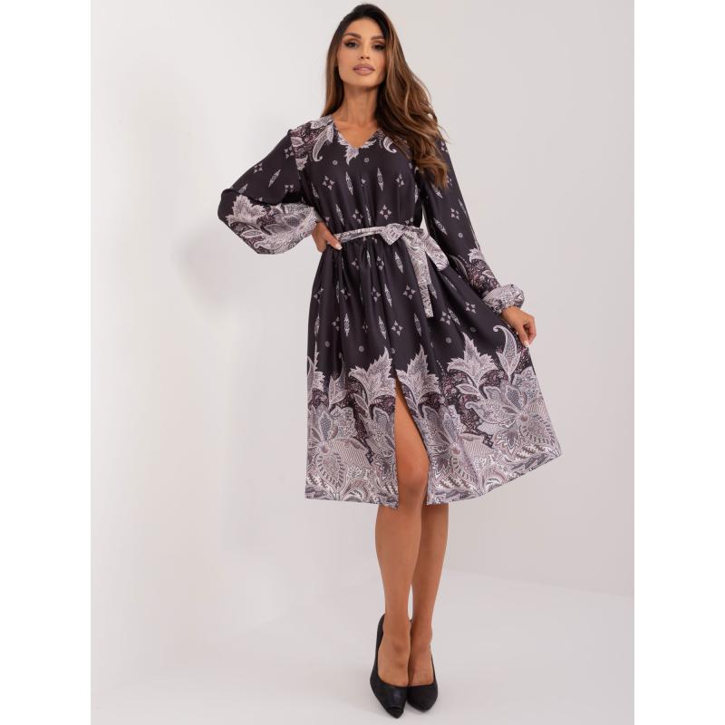 Dámské šaty se vzory midi koktejlové černé  