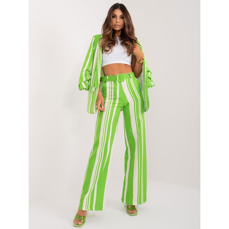 Női öltönynadrág széles szárú, világoszöld és ekrü színű nadrágok