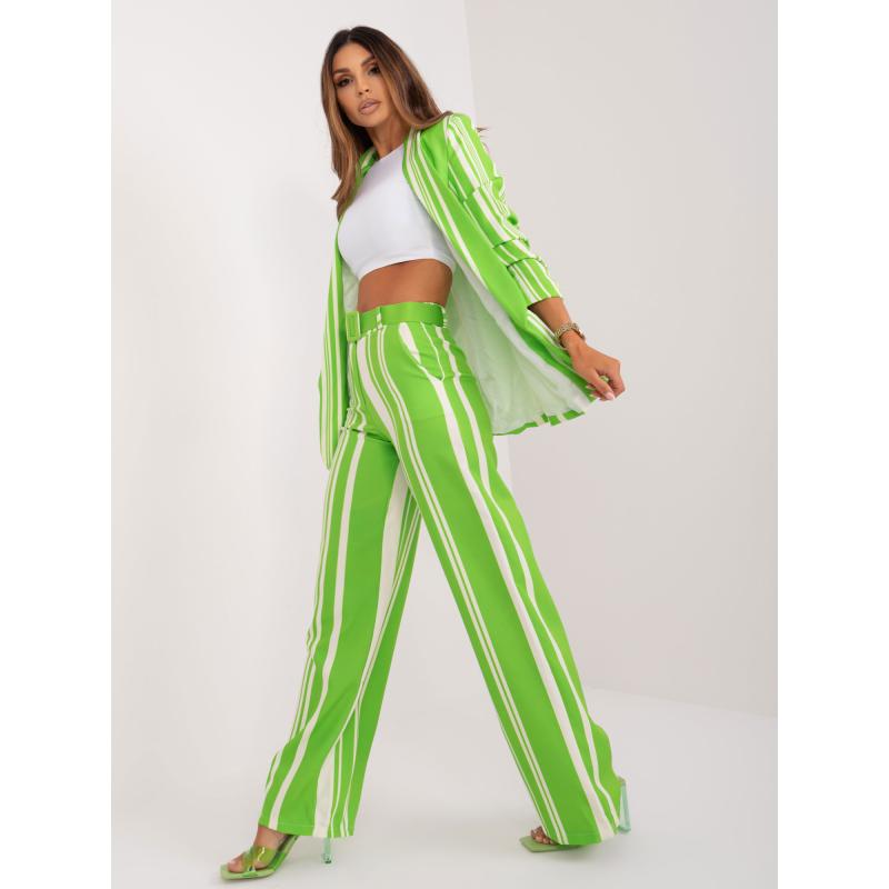 Női öltönynadrág széles szárú, világoszöld és ekrü színű nadrágok