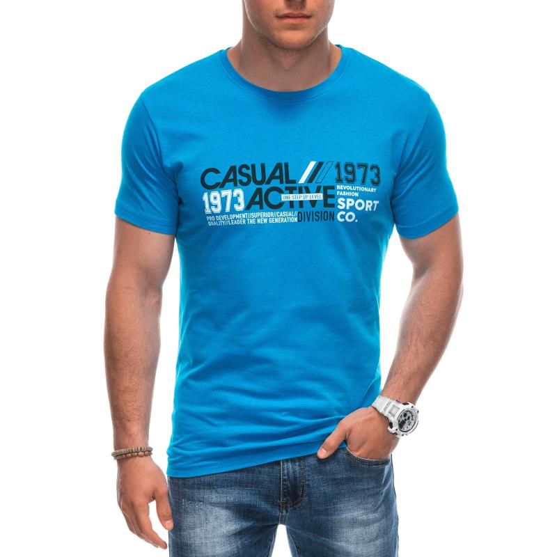 S1962 kék férfi nyomtatott póló