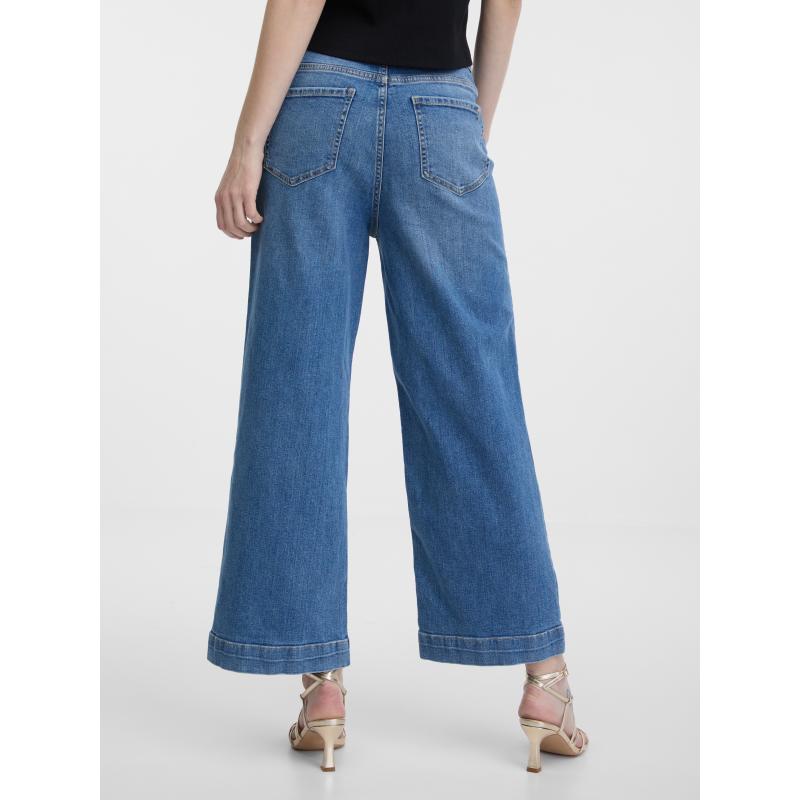 Modré dámske široké džínsy