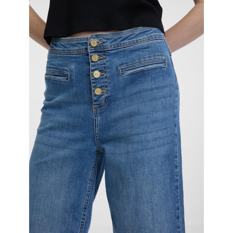 Modré dámske široké džínsy