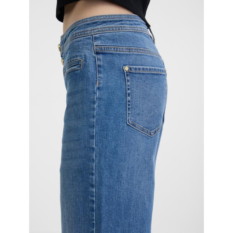 Modré dámske široké džínsy