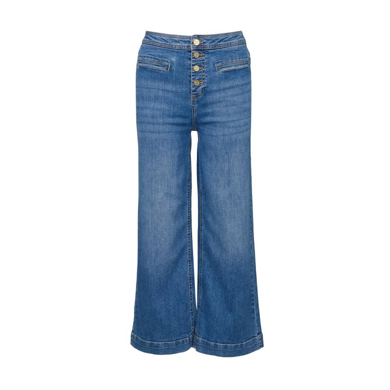 Modré dámske široké džínsy