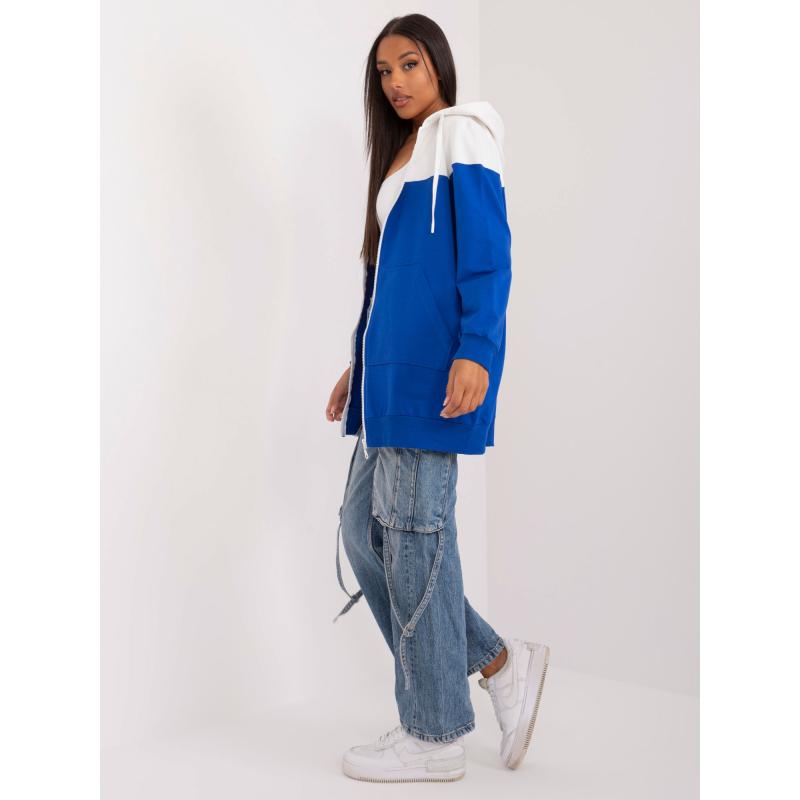 Női blúz rögzítés nélkül ekrü-kobalt