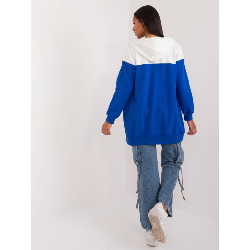 Női blúz rögzítés nélkül ekrü-kobalt