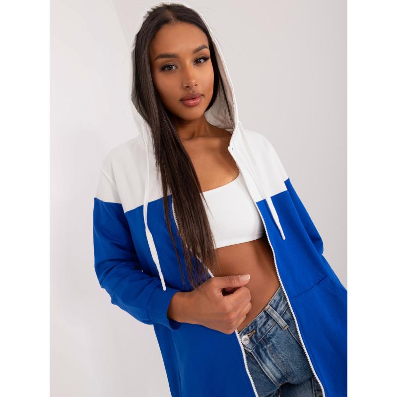 Női blúz rögzítés nélkül ekrü-kobalt