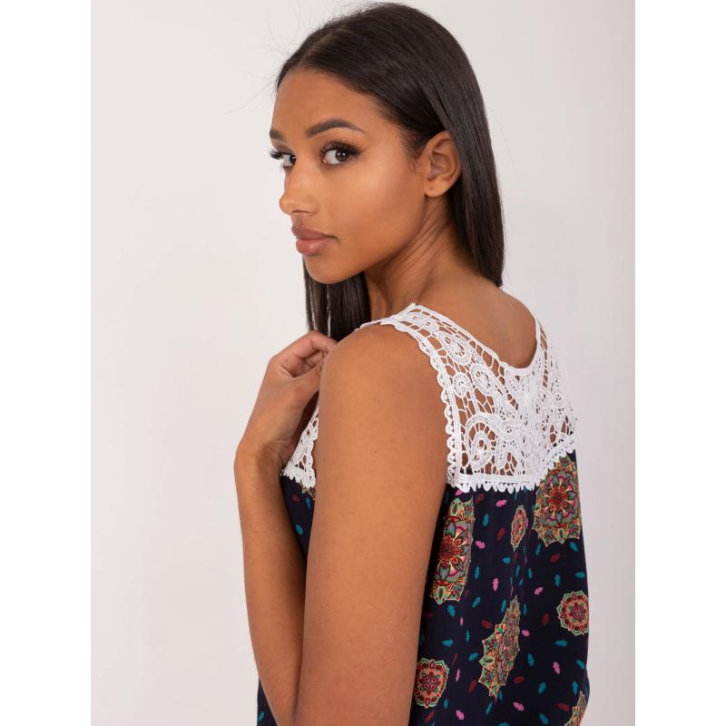 Dámský top s potiskem námořnicky modrý 