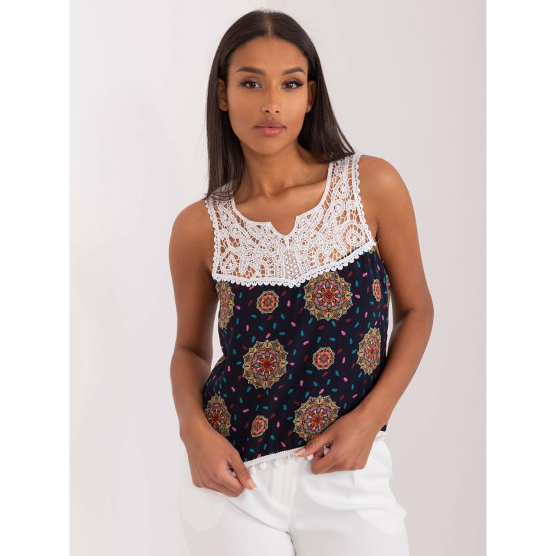 Dámský top s potiskem námořnicky modrý 