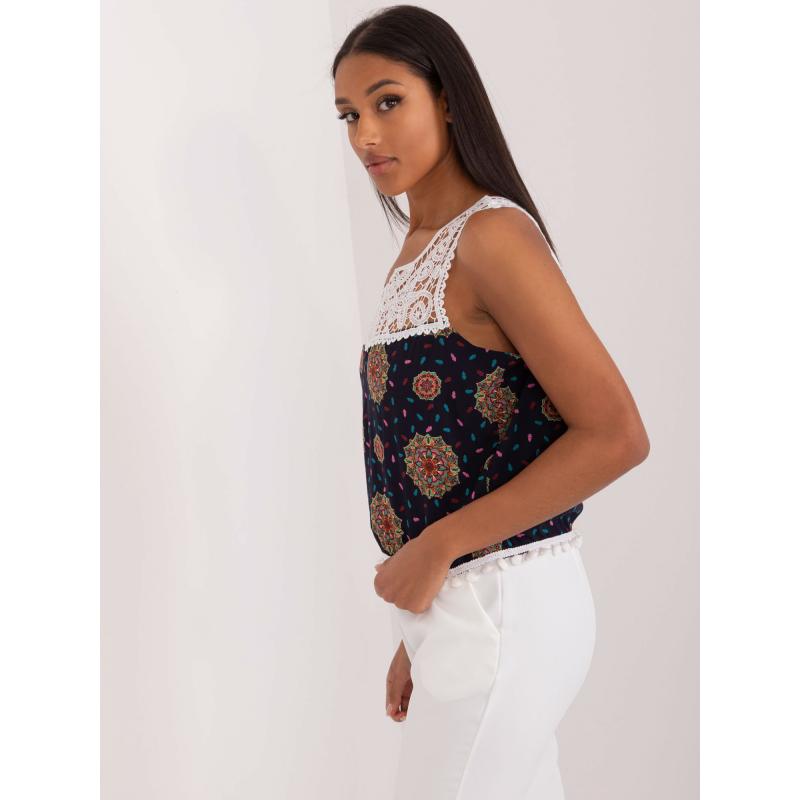 Dámský top s potiskem námořnicky modrý 