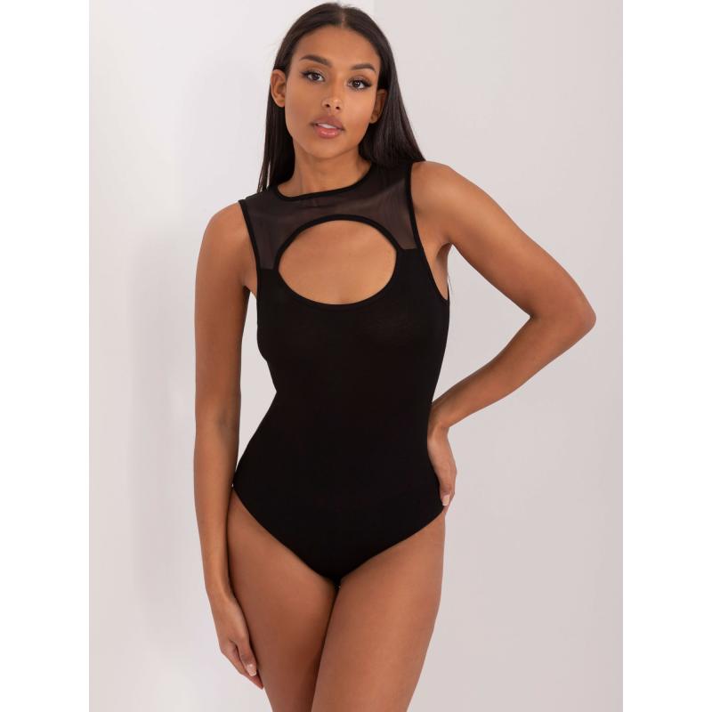 Női kivágott bodysuit fekete