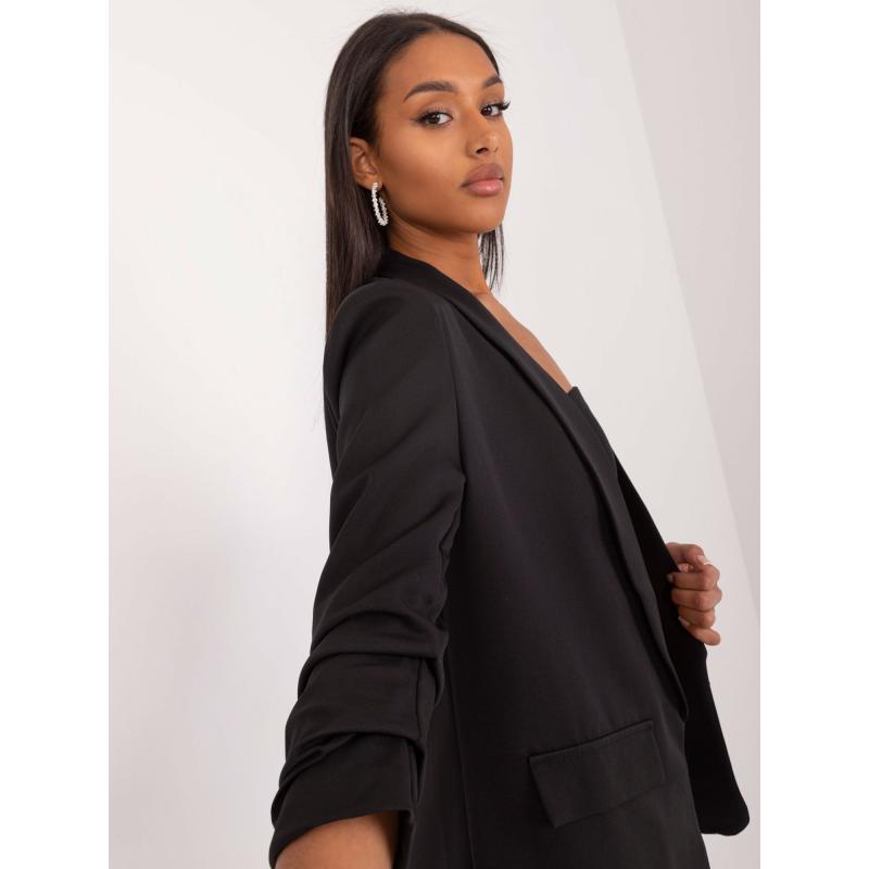 Dámské sako s nařasenými rukávy OCH BELLA černé 