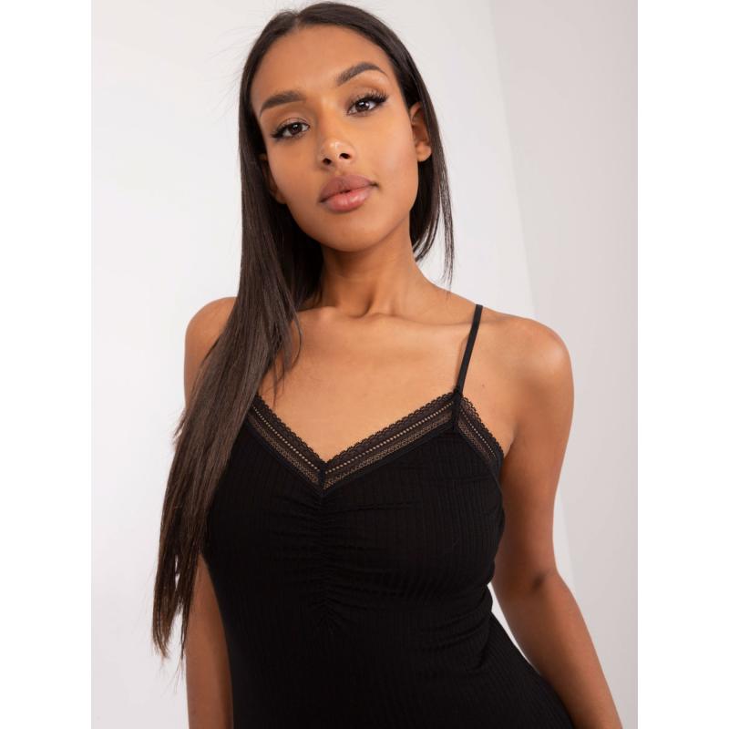 Női felső csipkés szegéllyel fekete