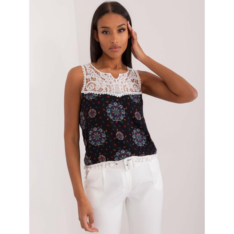 Dámský top viskózový černo-modrý 