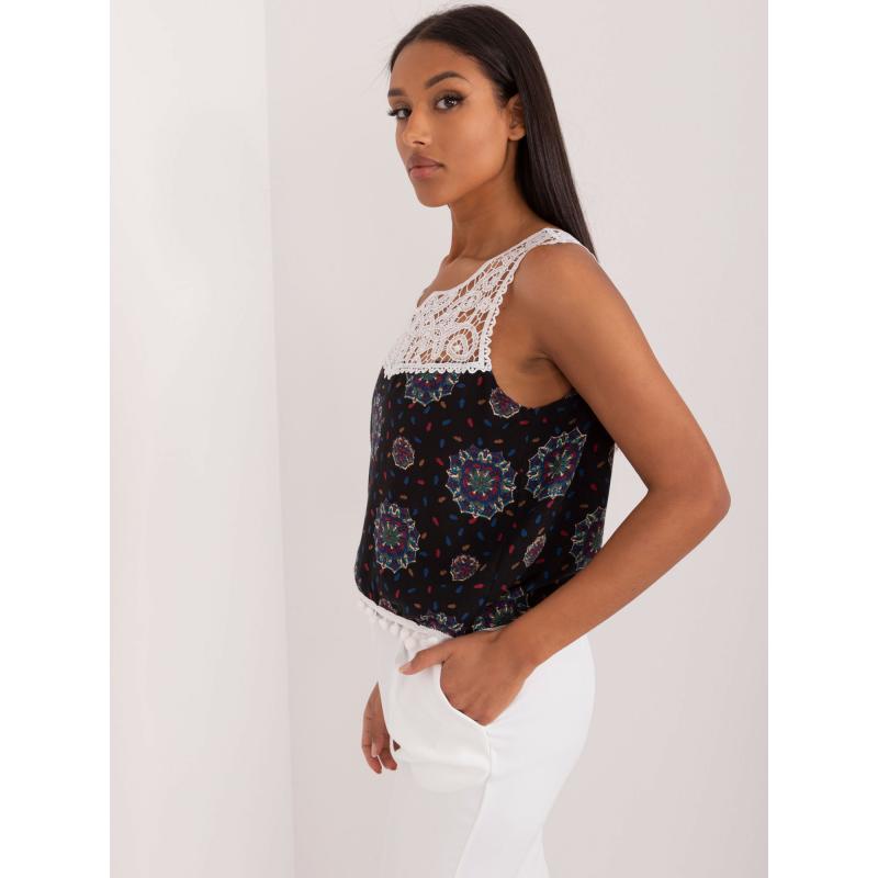 Dámský top viskózový černo-modrý 