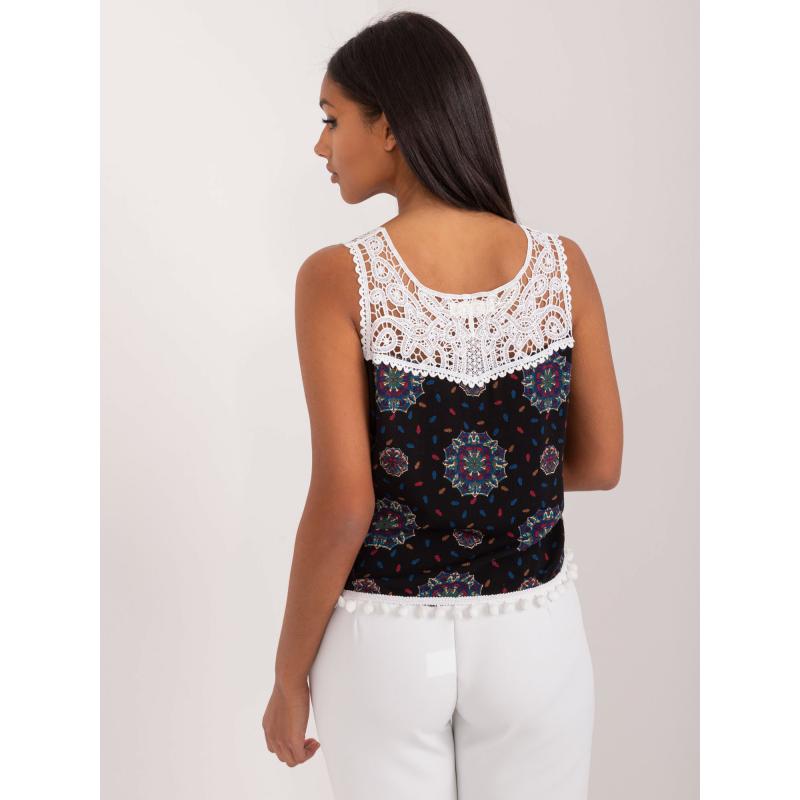 Dámský top viskózový černo-modrý 