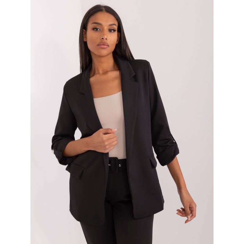 Dámské sako s ohrnutými rukávy OCH BELLA černé 