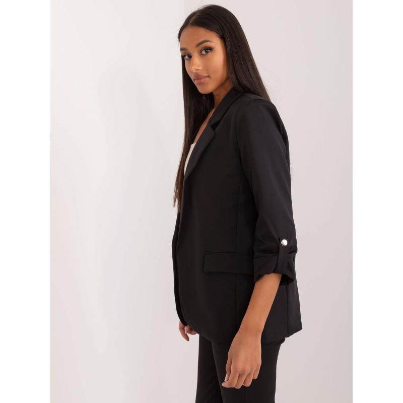 Dámské sako s ohrnutými rukávy OCH BELLA černé 