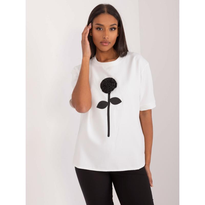 Női blúz virággal ekrü