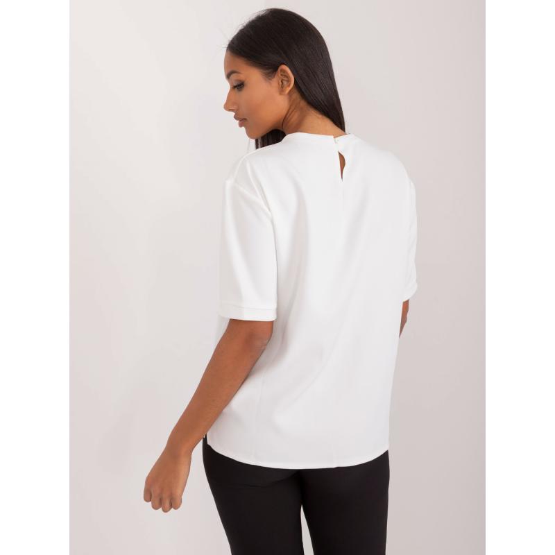 Női blúz virággal ekrü