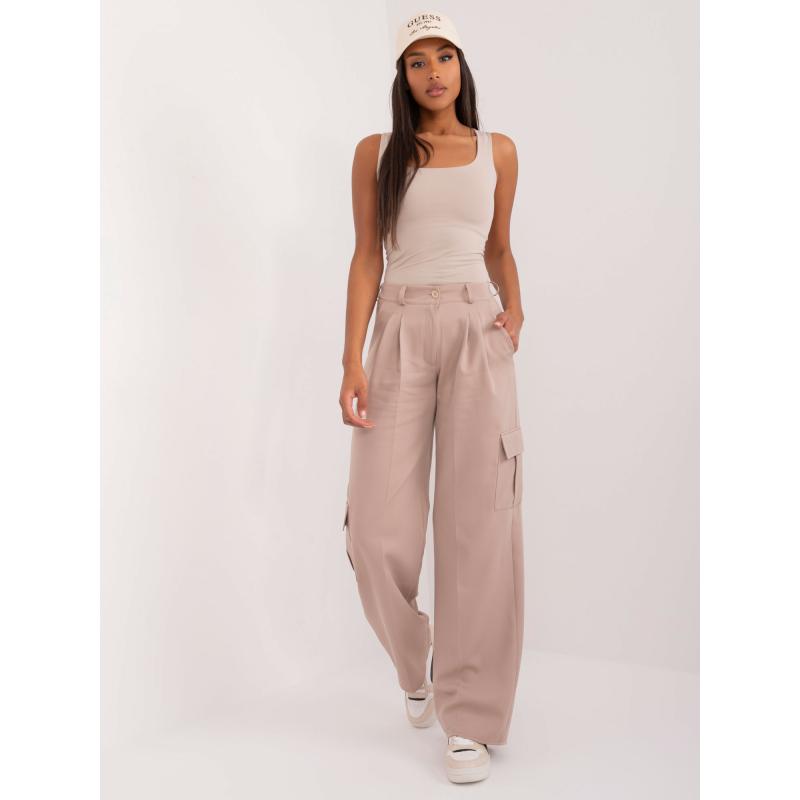 Dámské látkové cargo kalhoty béžové 